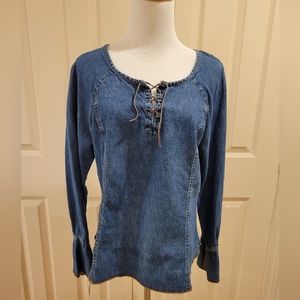 Bell-Sleeved Denim Top